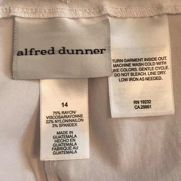 ALFRED DUNNER Capri Pants Cropped White Pull On Flat Front Women’s Plus Size 14 - Picture 15 of 15